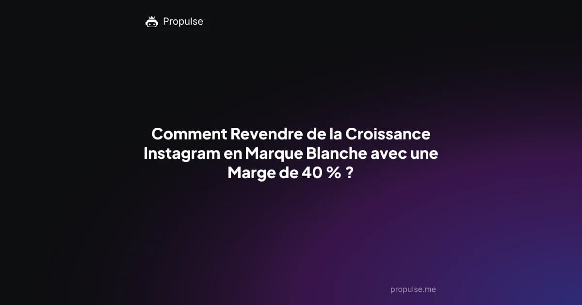 Comment Revendre de la Croissance Instagram en Marque Blanche avec une Marge de 40 % ?