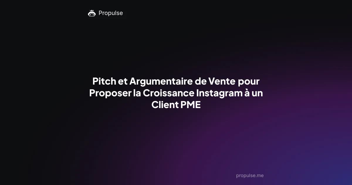 Pitch et Argumentaire de Vente pour Proposer la Croissance Instagram à un Client PME
