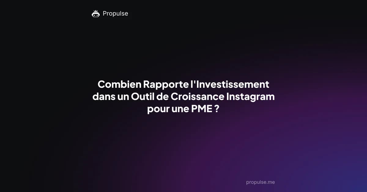 Combien Rapporte l'Investissement dans un Outil de Croissance Instagram pour une PME ?