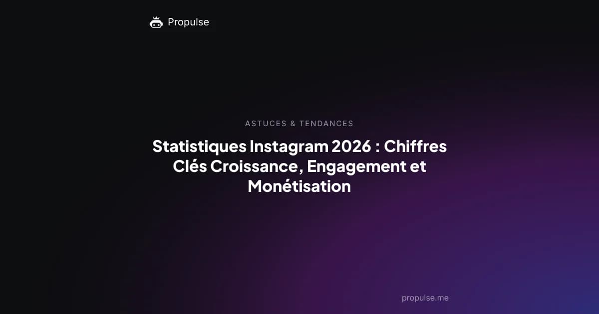 Statistiques Instagram 2026 : Chiffres Clés Croissance, Engagement et Monétisation