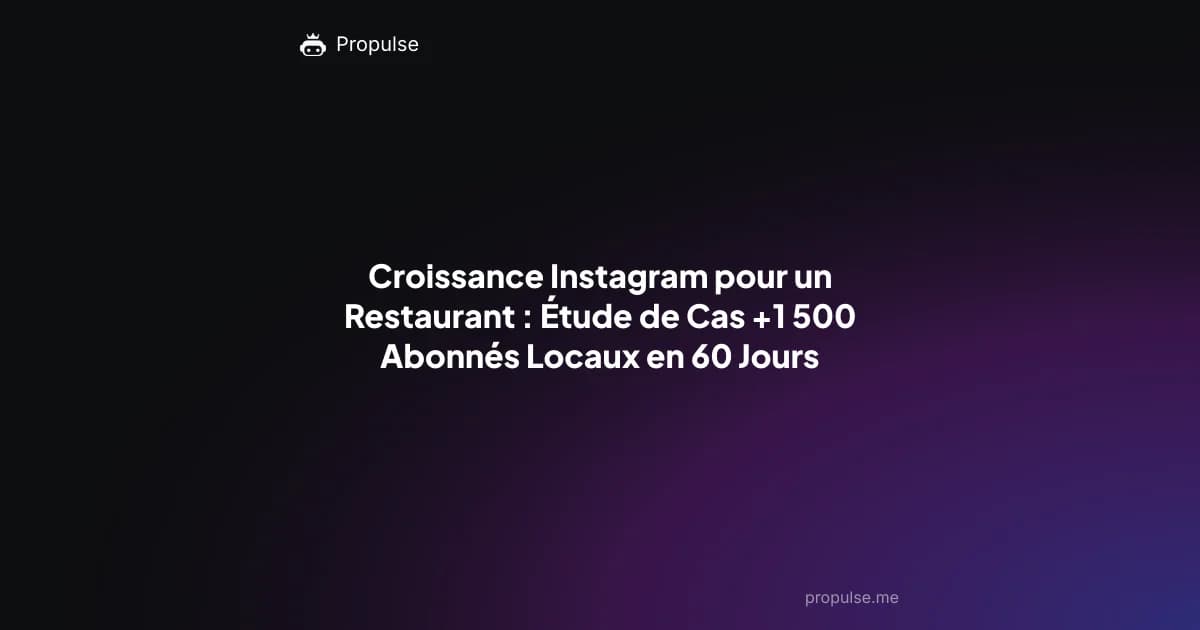 Croissance Instagram pour un Restaurant : Étude de Cas +1 500 Abonnés Locaux en 60 Jours